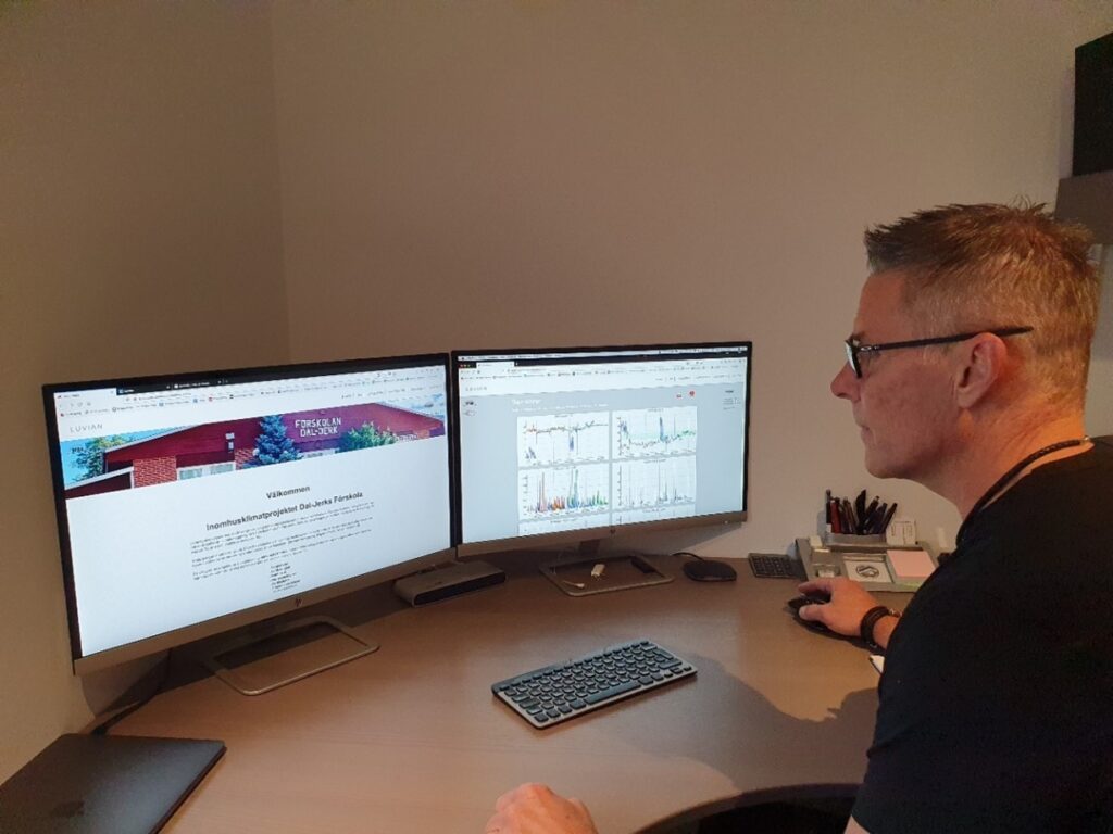 Stefan Lysen at Luvian AB is analyzing data from the air cleaning system